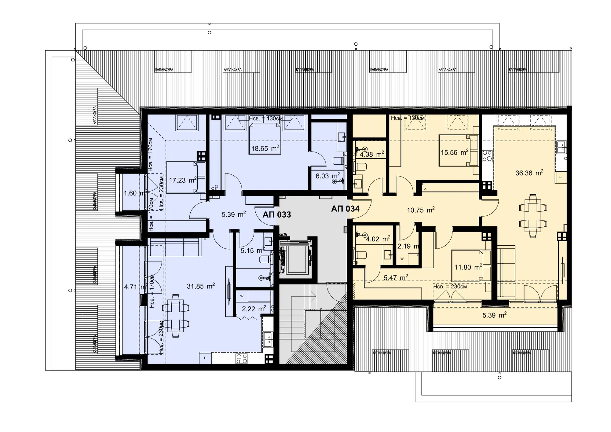 Разпределение на жилищата във вход Б, етаж 5 — Casa Verde, Варна