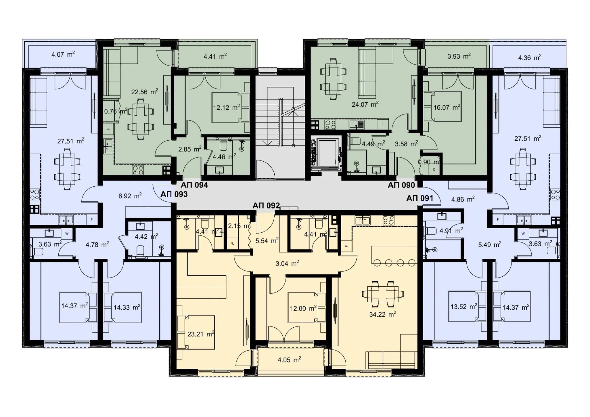 Разпределение на жилищата във вход Д, етаж 3 — Casa Verde, Варна