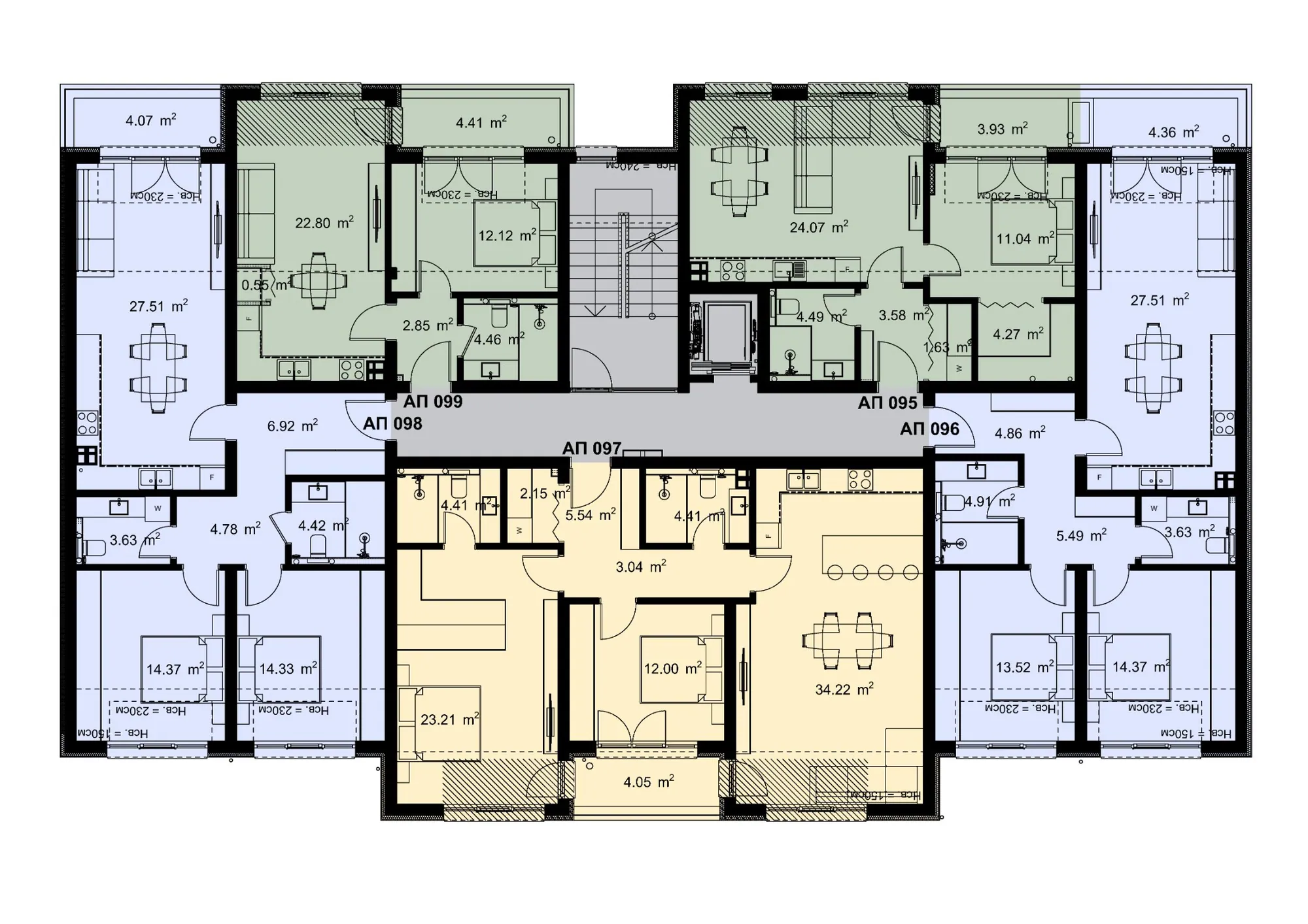 Разпределение на жилищата във вход Д, етаж 4 — Casa Verde, Варна