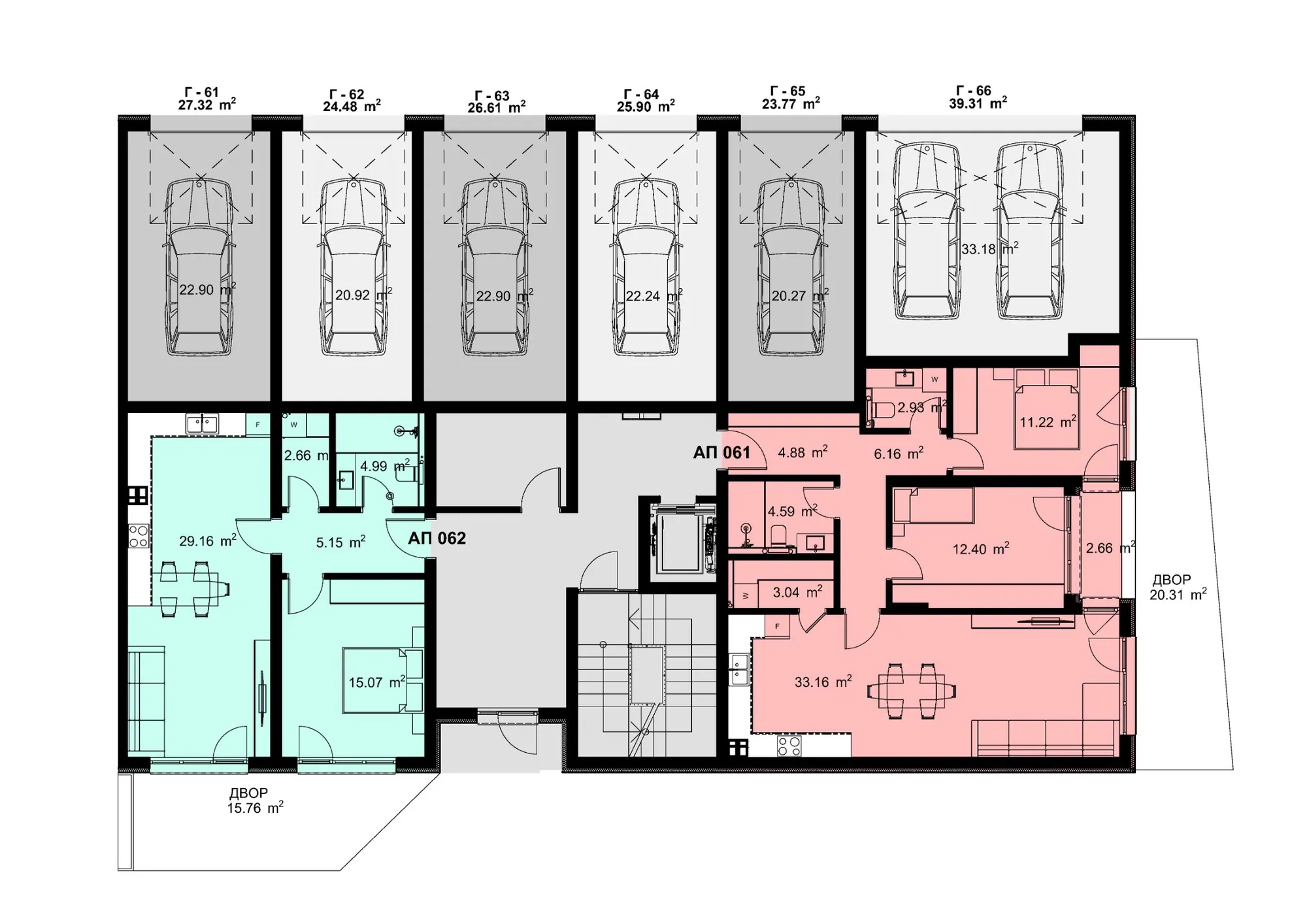 Разпределение на жилищата във вход Г, етаж 1 — Casa Verde, Варна