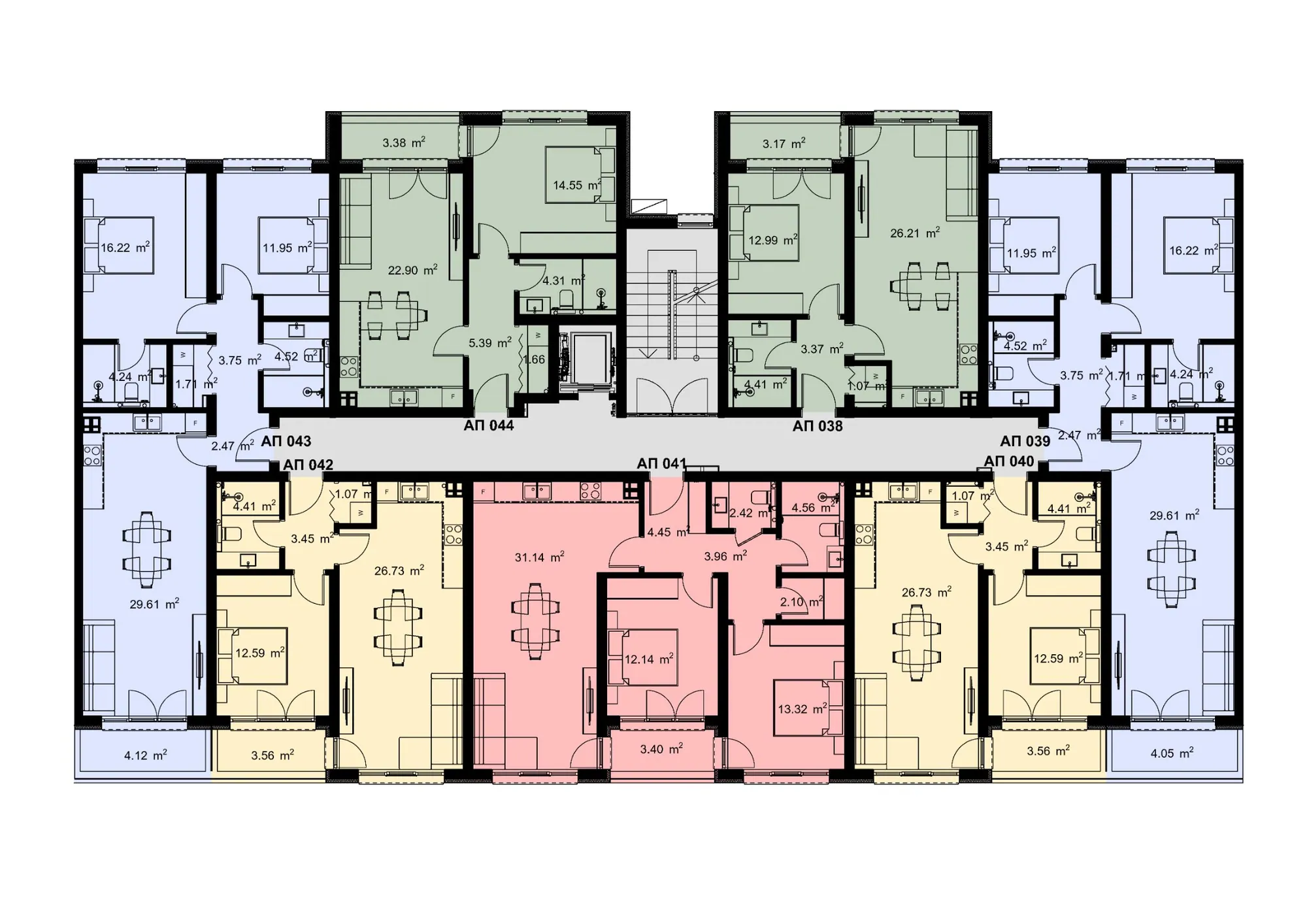 Разпределение на жилищата във вход В, етаж 2 — Casa Verde, Варна