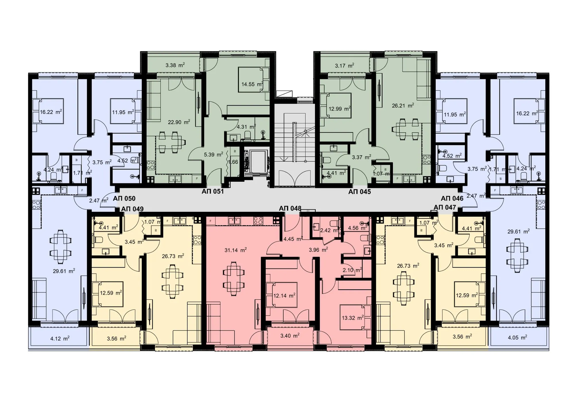 Разпределение на жилищата във вход В, етаж 3 — Casa Verde, Варна