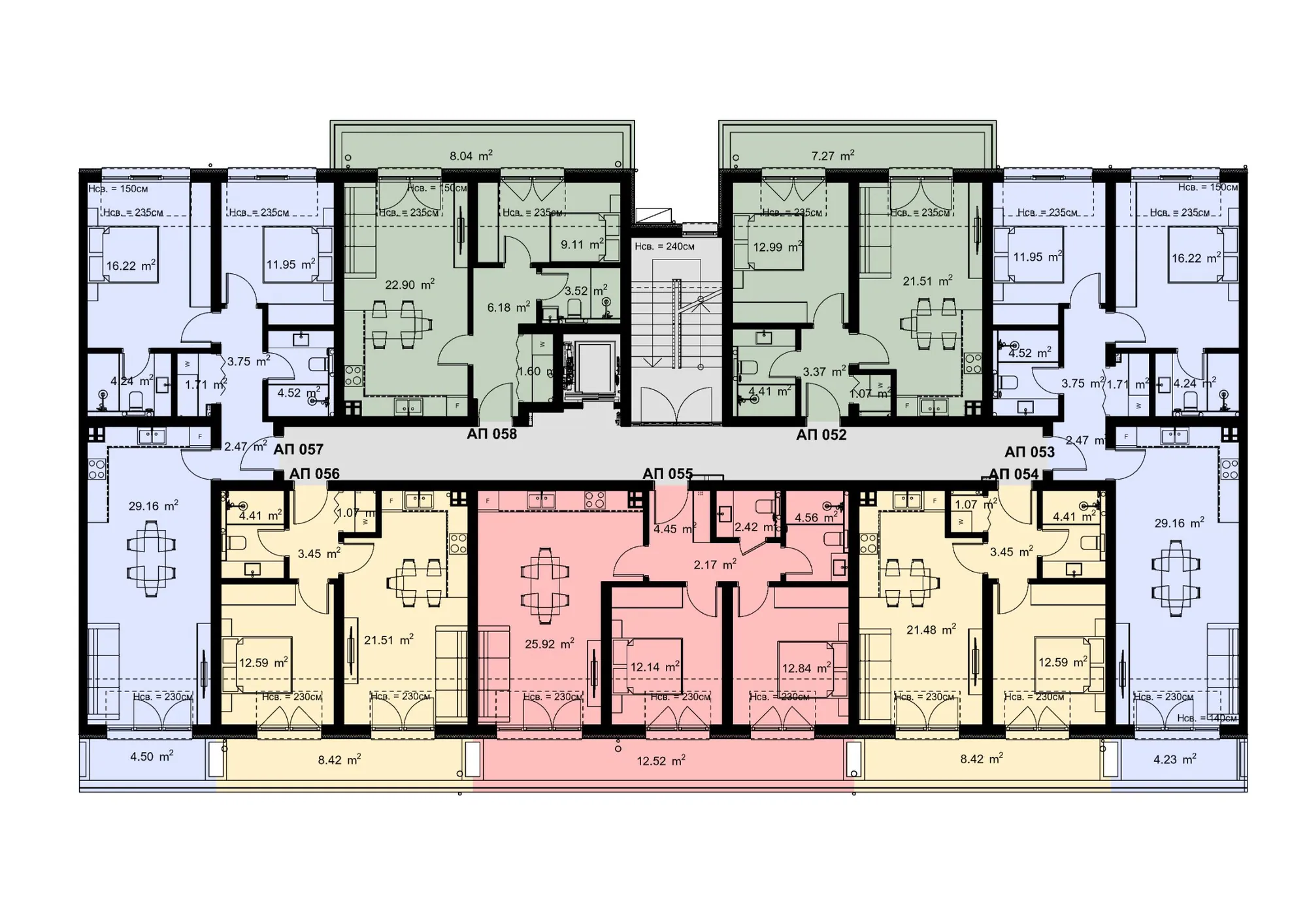 Разпределение на жилищата във вход В, етаж 4 — Casa Verde, Варна