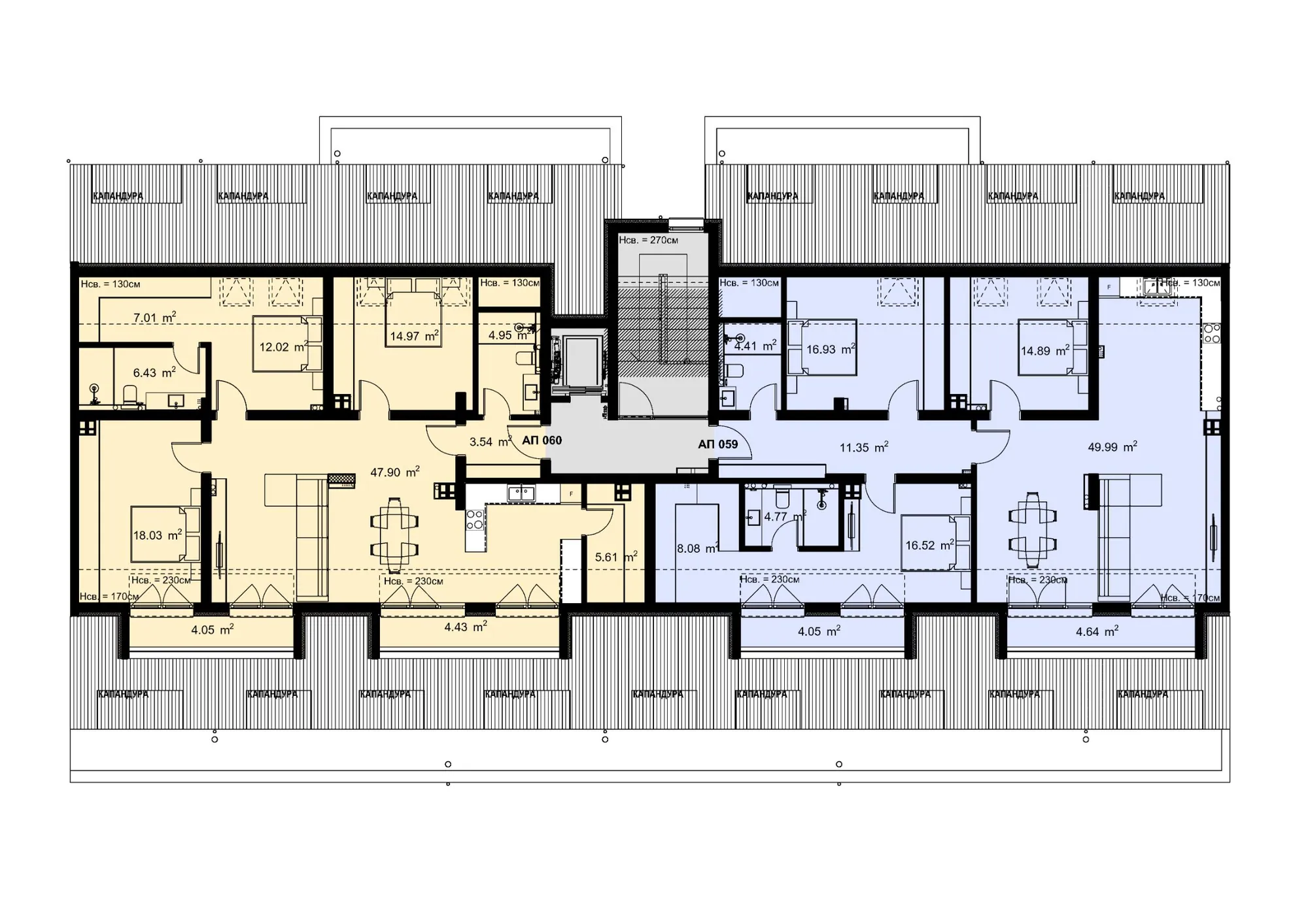 Разпределение на жилищата във вход В, етаж 5 — Casa Verde, Варна