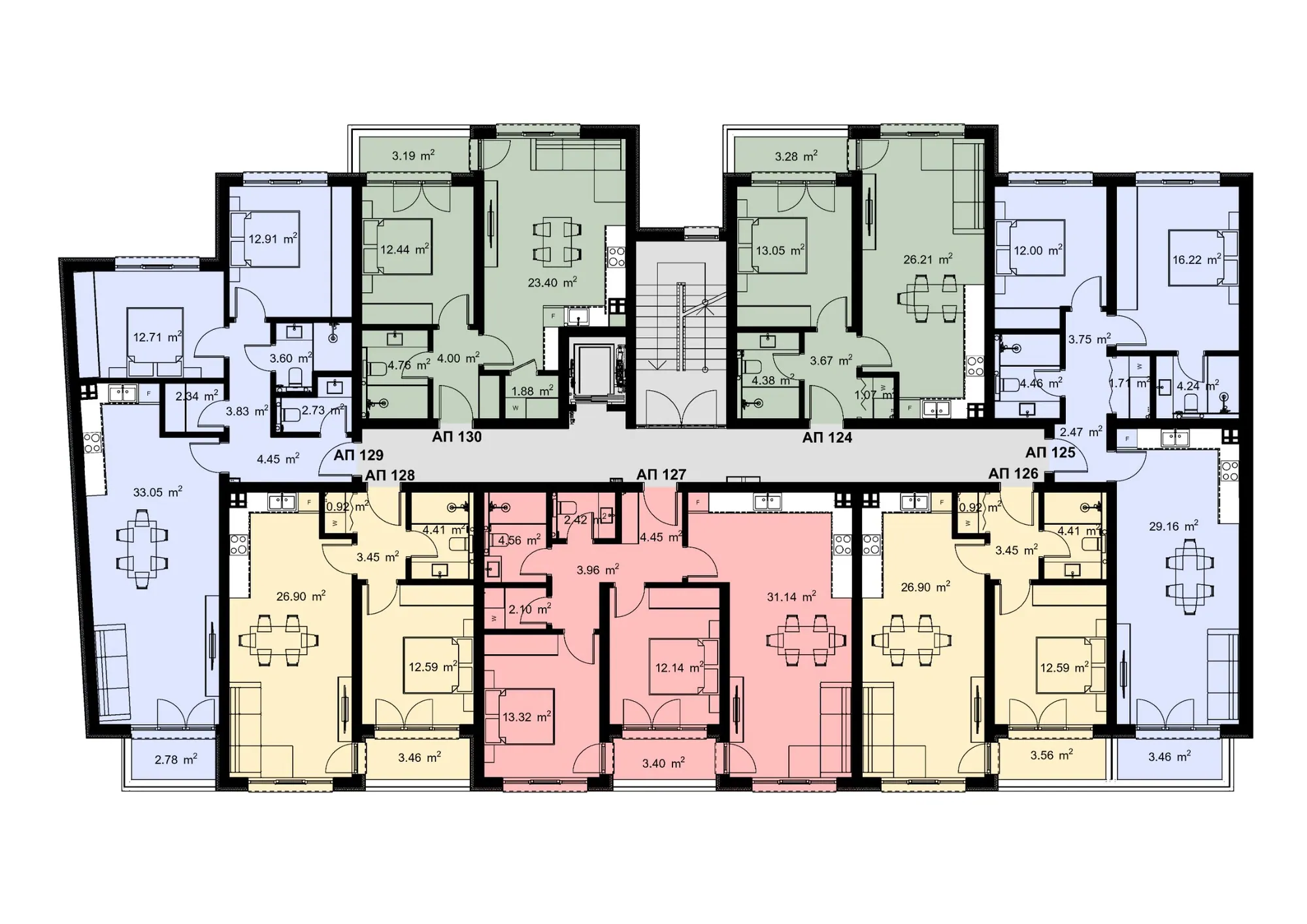Разпределение на жилищата във вход Ж, етаж 2 — Casa Verde, Варна