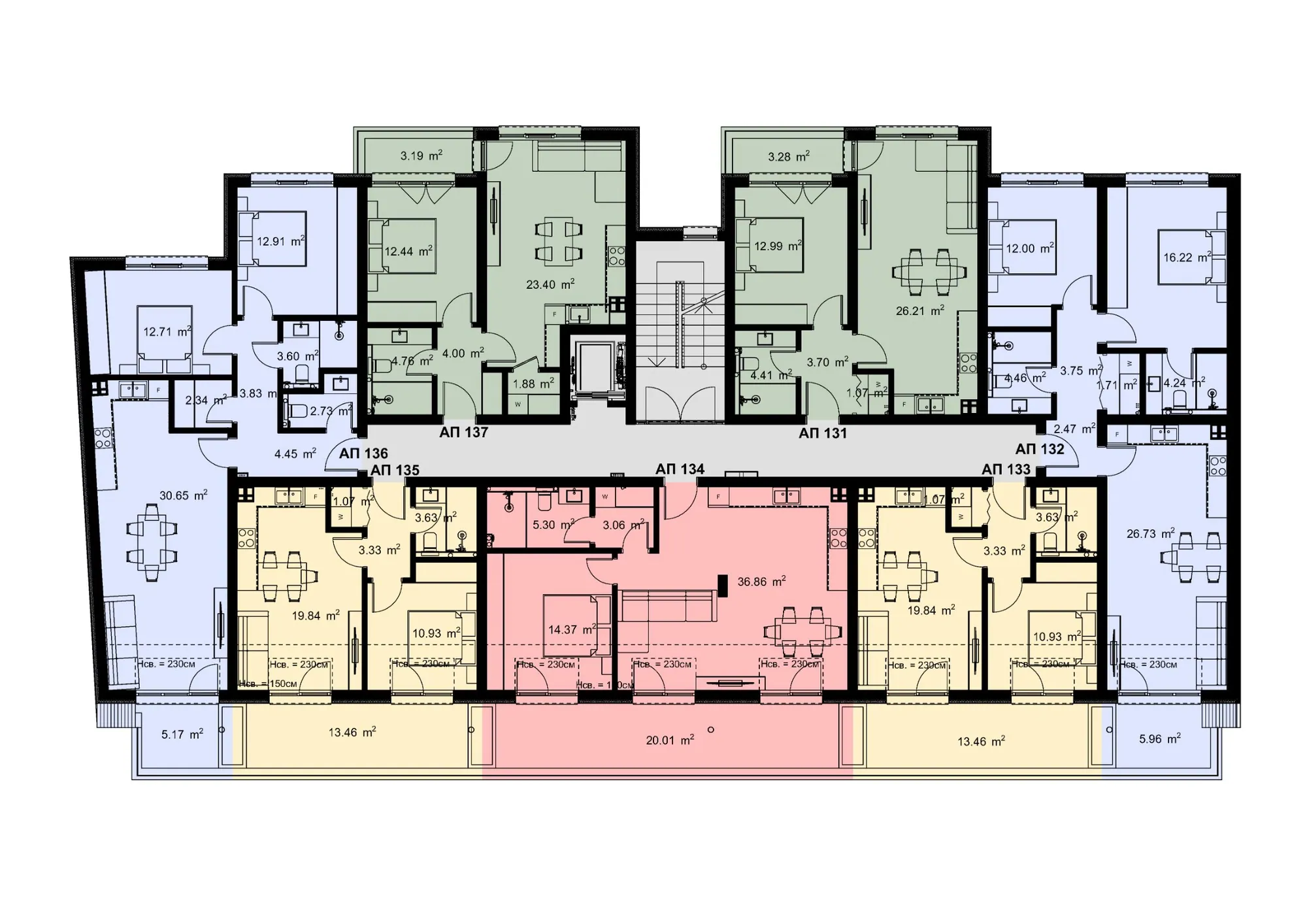 Разпределение на жилищата във вход Ж, етаж 3 — Casa Verde, Варна