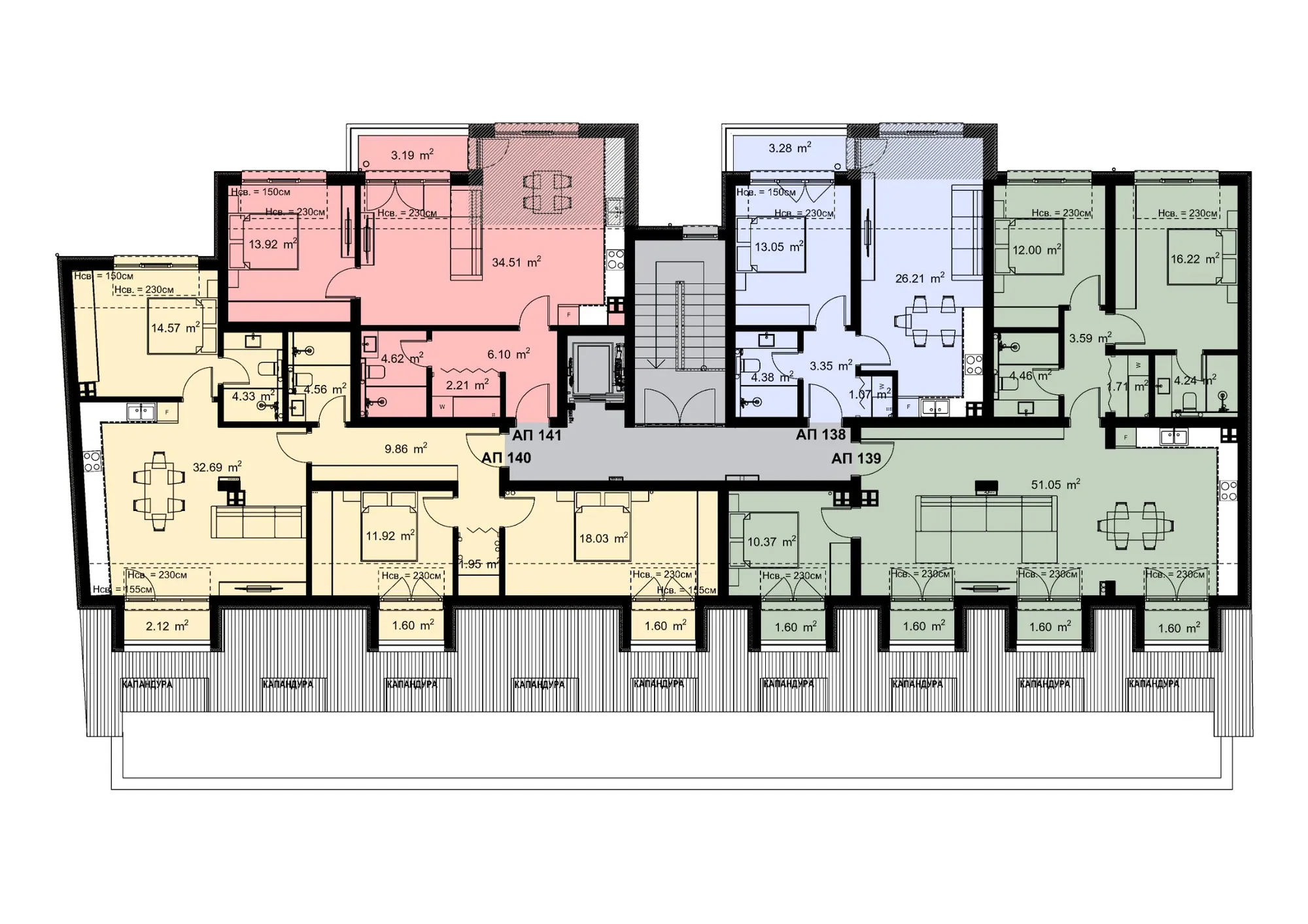 Разпределение на жилищата във вход Ж, етаж 4 — Casa Verde, Варна