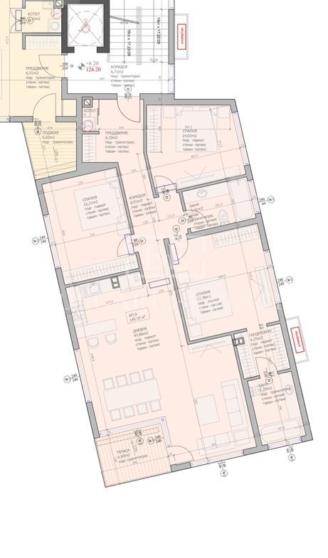 Erstaunliche 4-Zimmer-Wohnung mit großem Wohnzimmer und drei große Schlafzimmer, Süd-West - 0