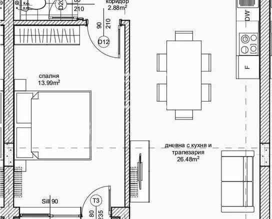 Двухкомнатная квартира 66 кв.м, новостройка рядом с Kaufland - бул. "3 марта" - 0