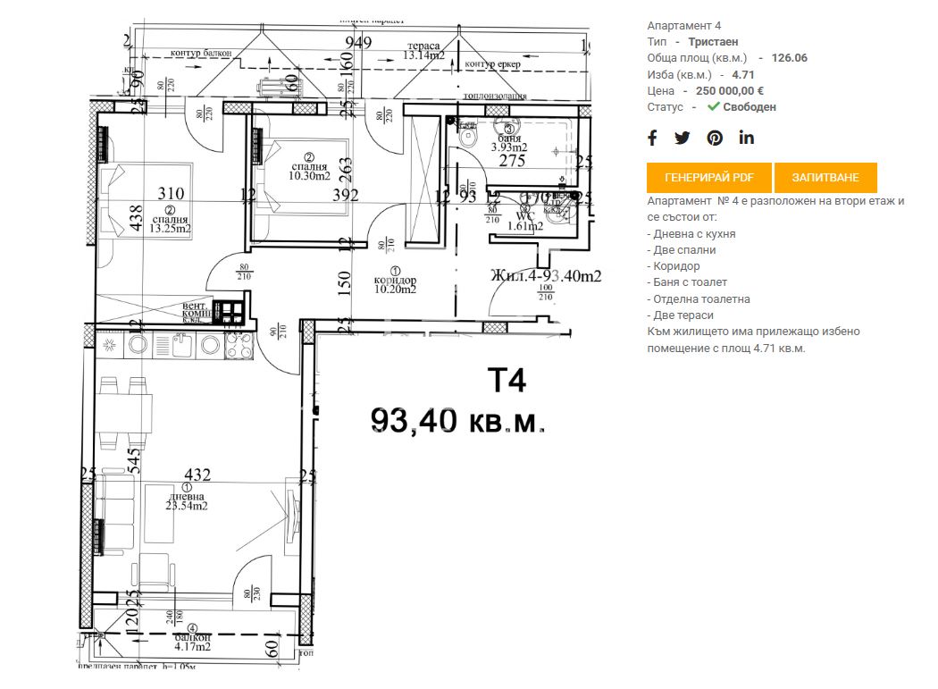 Просторен тристаен апартамент с Акт 16 – 126 кв.м, в района на Централна поща - 0