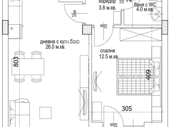 Süd, panoramische Wohnung mit einem Schlafzimmer - 0