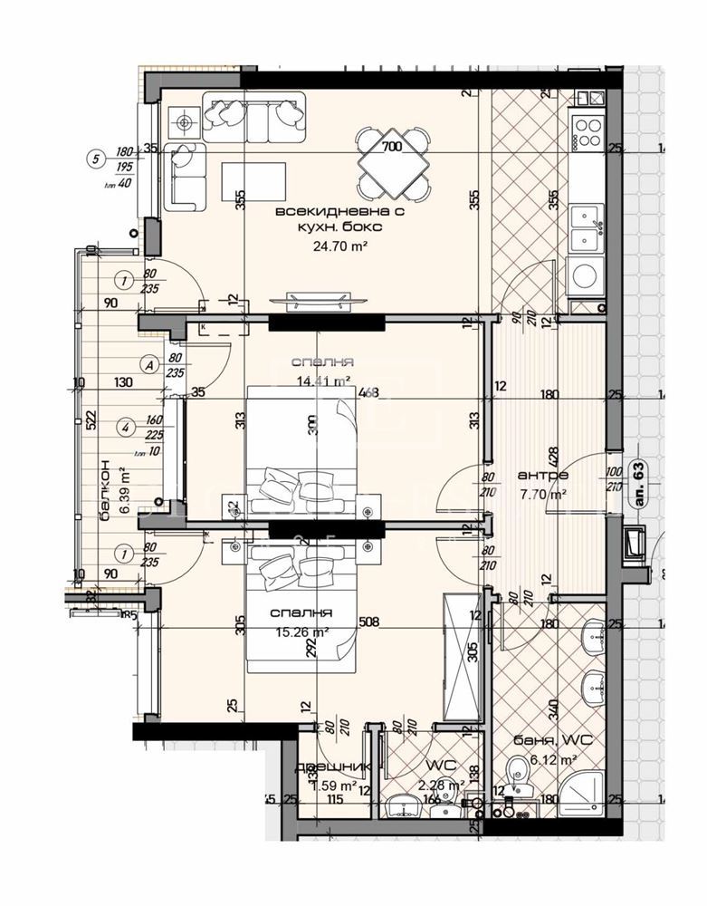 Wohnung mit zwei Schlafzimmern - 0