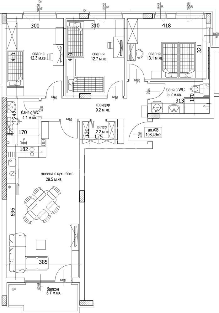 4-стаен апартамент 128 кв.м – Директно от строител! Ново строителство, 3 спални, 2 бани, гъвкаво плащане - 0