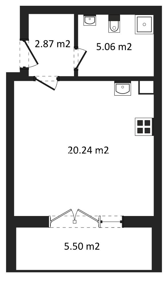 Direct from Builder - 1-bedroom Apartment, South, 47 sq. m. - Perfect Investment - 0