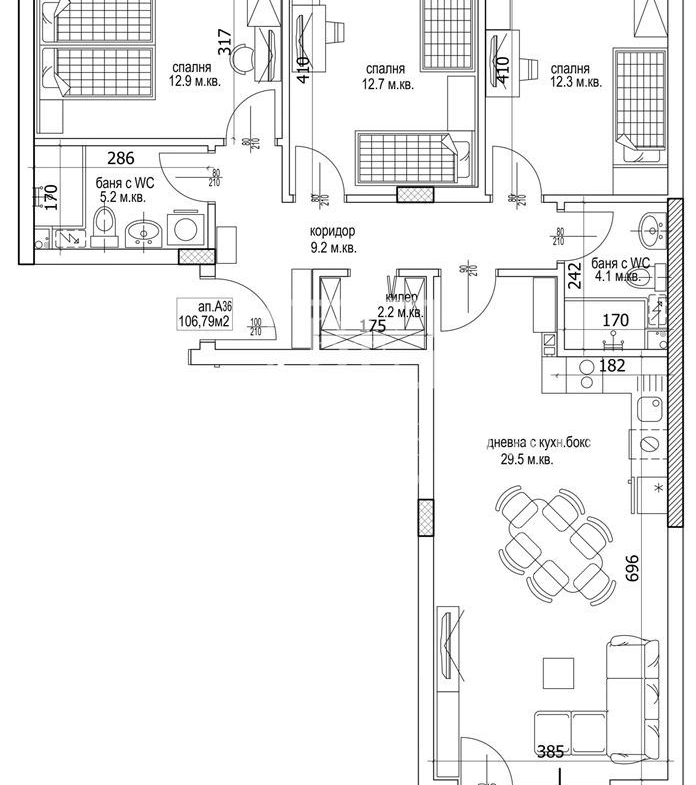 4-стаен апартамент 128 кв.м – Директно от строител! Ново строителство, 3 спални, 2 бани, гъвкаво плащане - 0